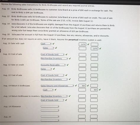 Solved Review The Following Sales Transactions For Birdy Chegg