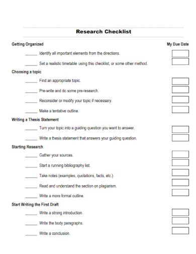 Research Paper Checklist - 10+ Examples, Format, How to Write, Pdf