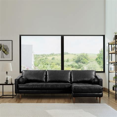 Sofa and Chaise Sectional with Distressed Leather | Foter