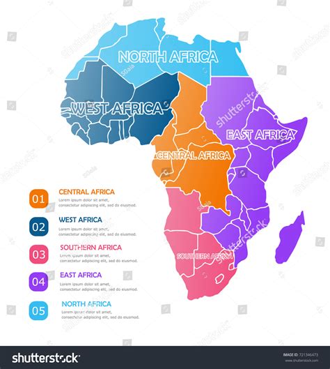 Africa Regions Business Colorful Map On Stock Vector (Royalty Free