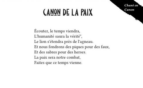 Canon de la paix Octobre 2023 Le défi des 12 chants