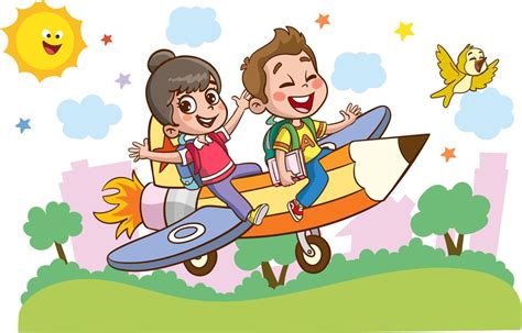 Fun Educational Images With Educational Materials Funny Kid Flying On