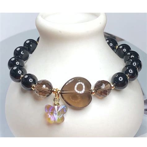 Gelang Tangan Kristal Natural Crystal Black Tourmaline Heart Shape