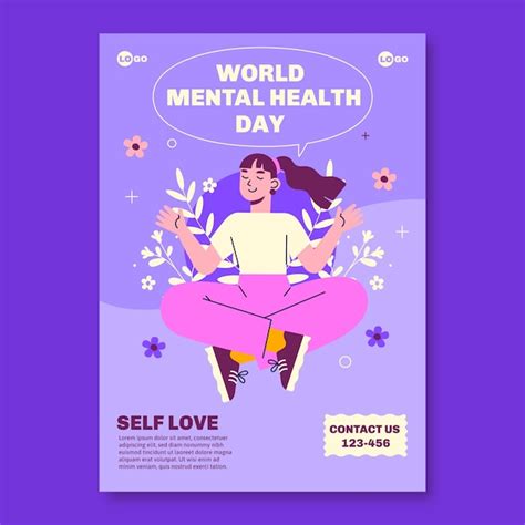 Plantilla Plana De Póster Vertical Del Día Mundial De La Salud Mental Vector Gratis