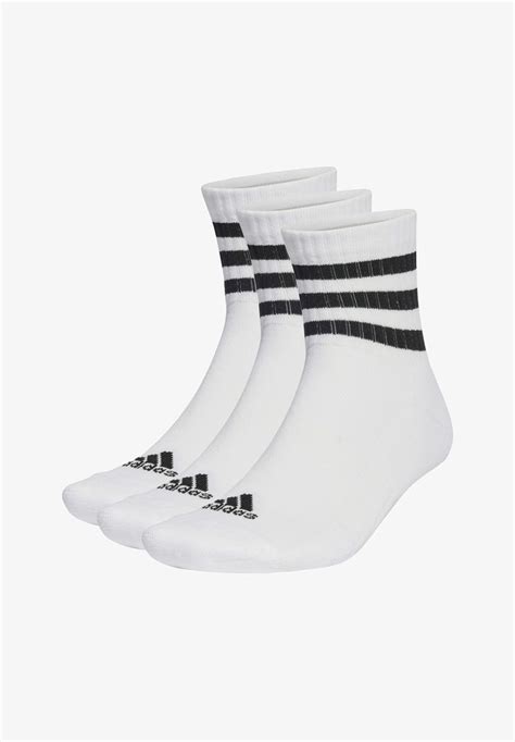 Adidas Performance 3 Stripes Cushioned Mid Cut Sportsocken White