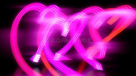 Pink And Red Light Painting Hearts On Black Background And Mirror Surface Stock Video Video Of