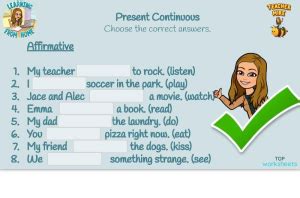 Present Continuous Affirmative And Negative Statements Interactive