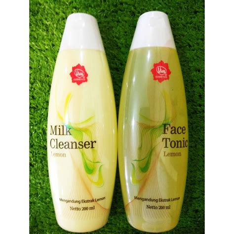 Jual Paket Viva Milk Cleanser Face Tonic Lemon 200mL X 2 Botol Shopee