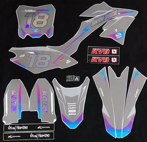 Jual Decal Klx 150 New Dtracker Abu Pastel Cutting Hologram Pelangi Di