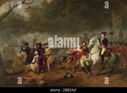 Life of George Washington - The Soldier. George Washington on horse, soldiers fighting during ...