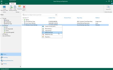 Detaching Backup From Job Veeam Agent Management Guide