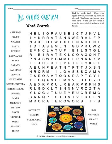 Planets Word Search Printable NBKomputer