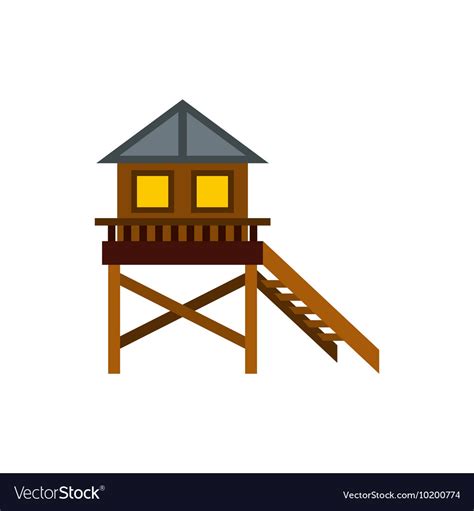 Wooden Stilt House Icon Flat Style Royalty Free Vector Image