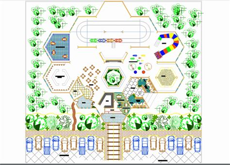 Parque Con Juegos Recreativos En Autocad Cad Mb Bibliocad