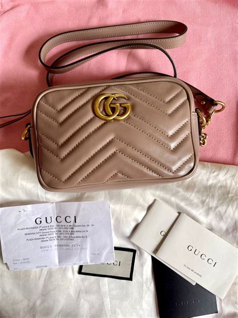 Gucci Marmont Mini 2021 Nude Porcelain Rose ORI Prelove Receipt Butik