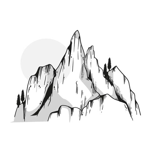 Free Vector Hand Drawn Mountain Outline Illustration