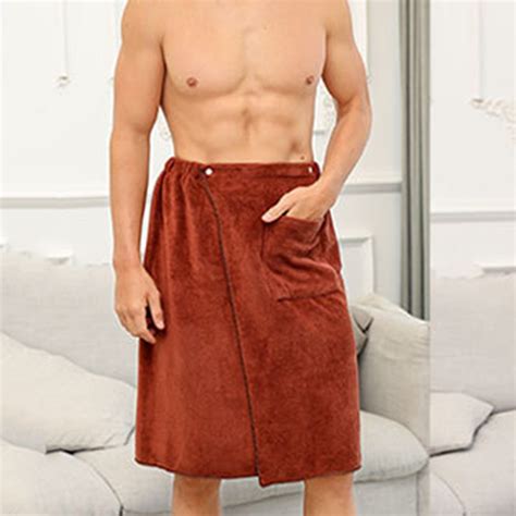 Cfs Mens Bath Skirt Hotel Household Simple Microfiber Buckle Bath Towel Can Be Worn Bathrobe 70