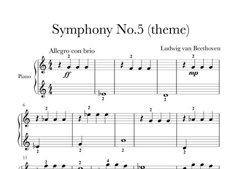 Beethoven Simple Arrangement Of The Fifth Symphony For Beginner