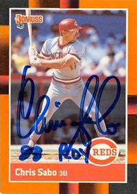 Chris Sabo Autographed Baseball Card Cincinnati Reds Donruss