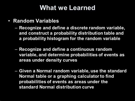 Lesson R Review Of Random Variables Objectives Define What Is