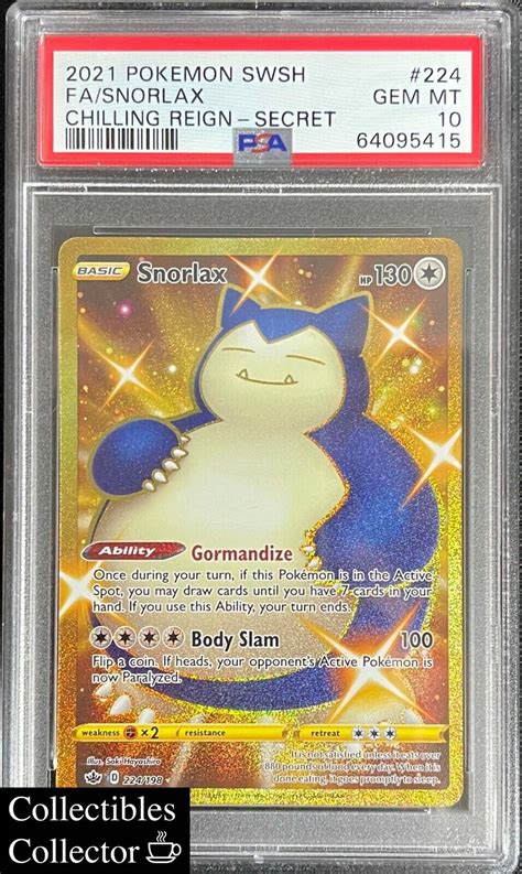 Mavin Pokemon Snorlax Gold Full Art Secret Rare Graded Psa Gem Mint