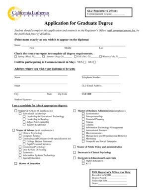 Fillable Online Callutheran Clu Registrars Office Callutheran Fax