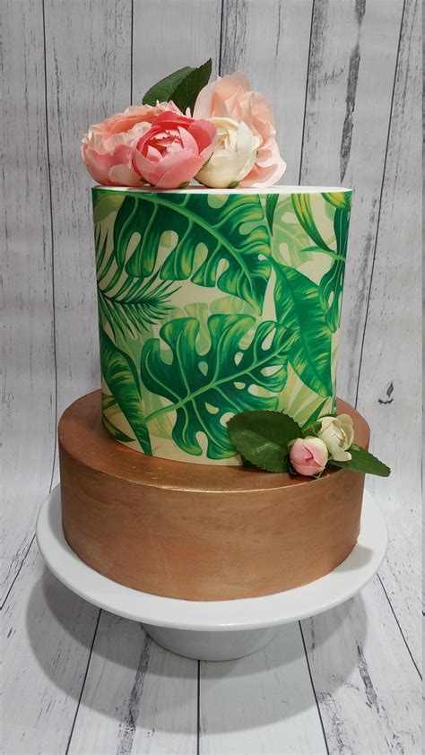 Edible Image Cake Wrap Tropical Leaf Print Etsy