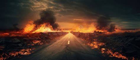 Midjourney Generated Illustration Of The Highway To Hell Stock