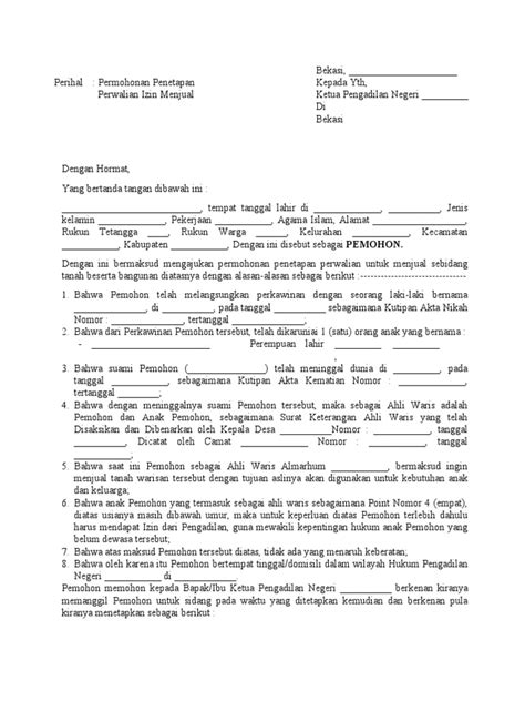 permohonan penetapan perwalian pn