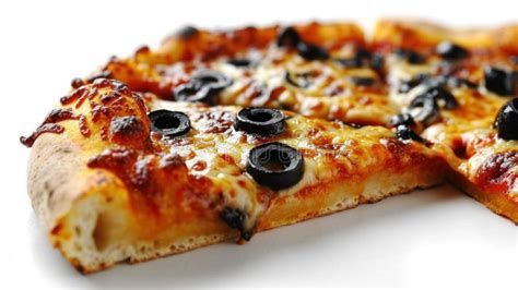 A Pizza With Black Olives And Cheese On A White Table Ai Stock Image Image Of Black Tomato