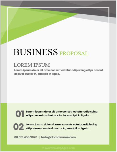 Business Proposal Cover Page Templates (Word) | MS Word Cover Page ...