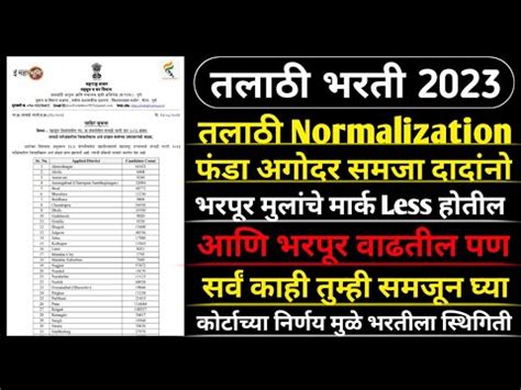 Talathi Bharti Result तलठ Normalization फड अगदर समज ददन