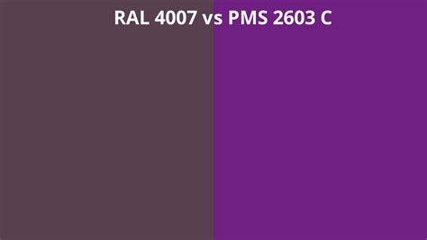 Ral 4007 Vs Pms 2603 C Ral Colour Chart Uk