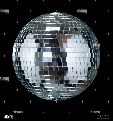 Shining Disco Ball Dance Music Event Equipment Isolated On Dark Black