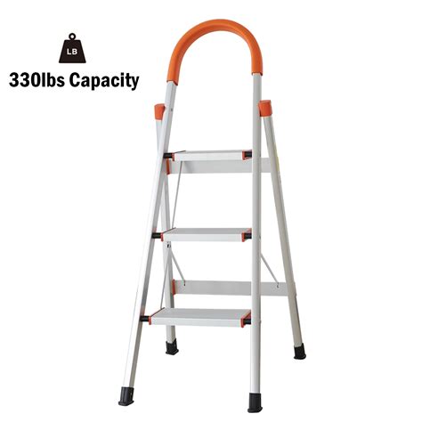 Karmas Product 3 Step Ladder Portable Lightweight Folding Household