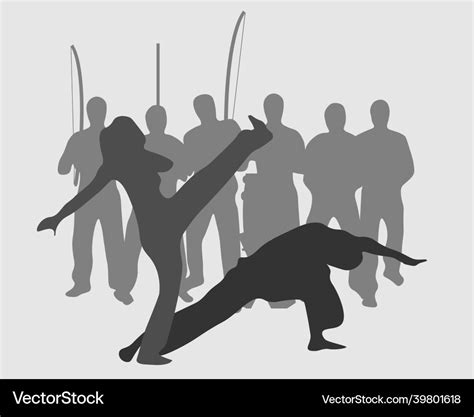 Capoeira Roda Game Silhouette Royalty Free Vector Image