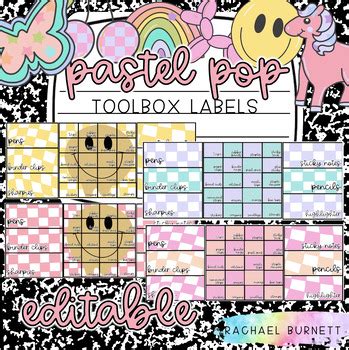 Pastel Pop Decor Bundle Toolbox Labels By Rachael Burnett TPT