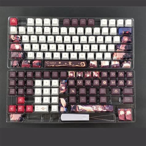 Genshin Impact Hutao 136 Keycaps Anime Character Keyboard Set For