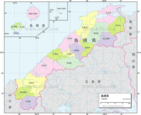 島根県 行政区分図 ベクター地図素材のダウンロード販売 アフロモール