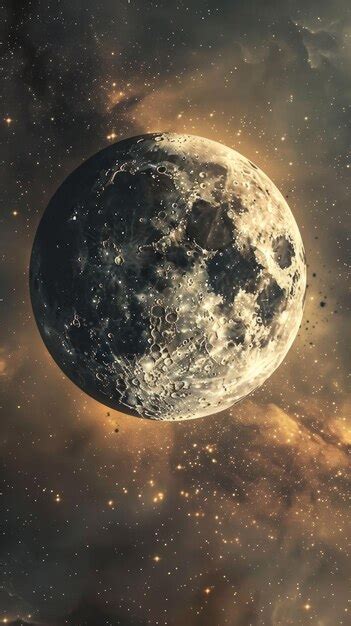 Premium Photo Realistic Depiction Of The Moon Against A Starry Sky