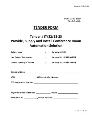 Fillable Online Tenders Iba Edu TENDER FORM Tenders Iba Edu Pk Fax