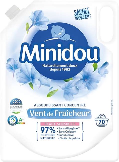 Assouplissant MINIDOU Vent de Fraîcheur 1 4L 70 Lavages Élimine les