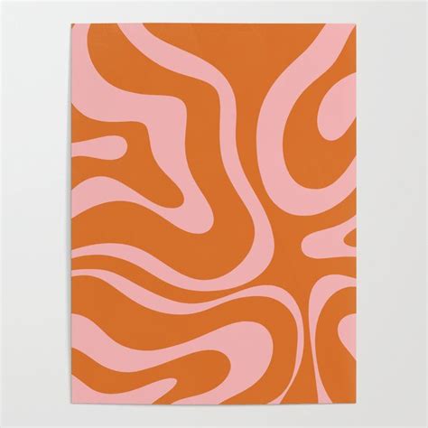 Liquid Candy Retro Swirl Abstract Pattern In Orange And Pink Art Poster By Kierkegaard Design