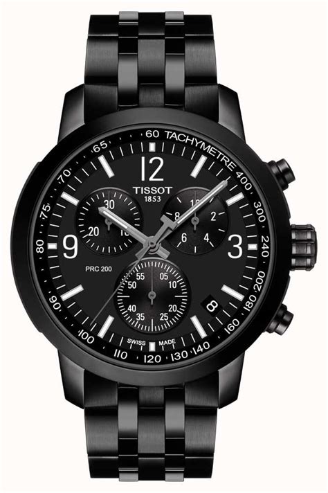 Tissot Prc Chronograph Black Dial Black Pvd Steel