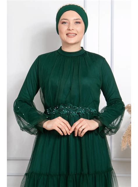 Emerald Modest Plus Size Evening Dress