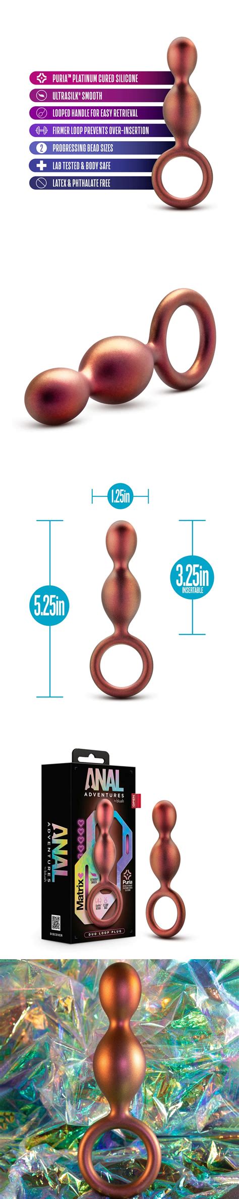 Blush Anal Adventures Matrix Duo Loop Copper Inch Anal Plug