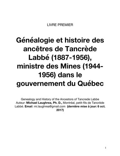 Pdf G N Alogie Et Histoire Des Anc Tres De Tancr De Labb Le