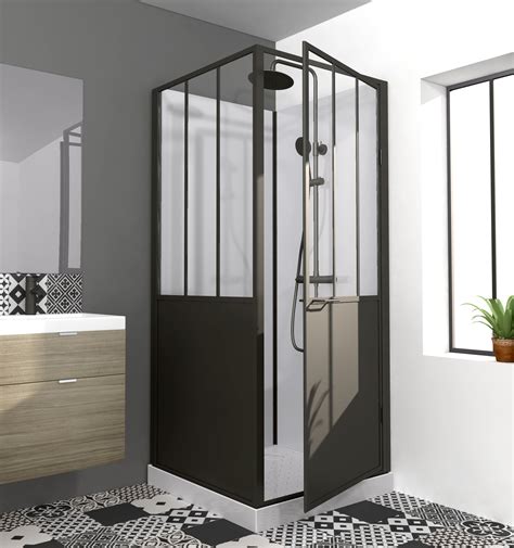 Cabine de douche carrée industrielle L 90 x l 90 cm Artelo Leroy Merlin