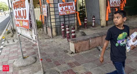 Jnu Saffron Flags Bhagwa Jnu Posters Put Up Outside Jnu Campus