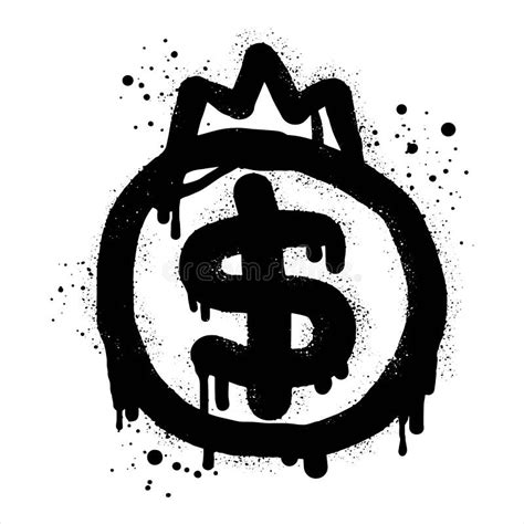 Spray Painted Graffiti Currency In Black Over White Drops Of Sprayed